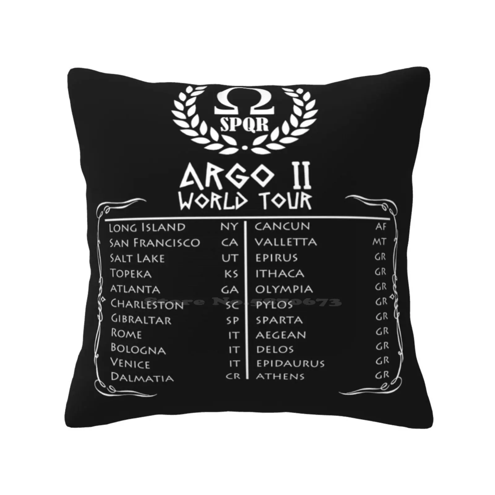 Argo Ii World Tour Throw Cushion Pillow Cover Argo Percy Jackson Heroes Olympus World Tour Rick Riordan Greek Mythology Leo