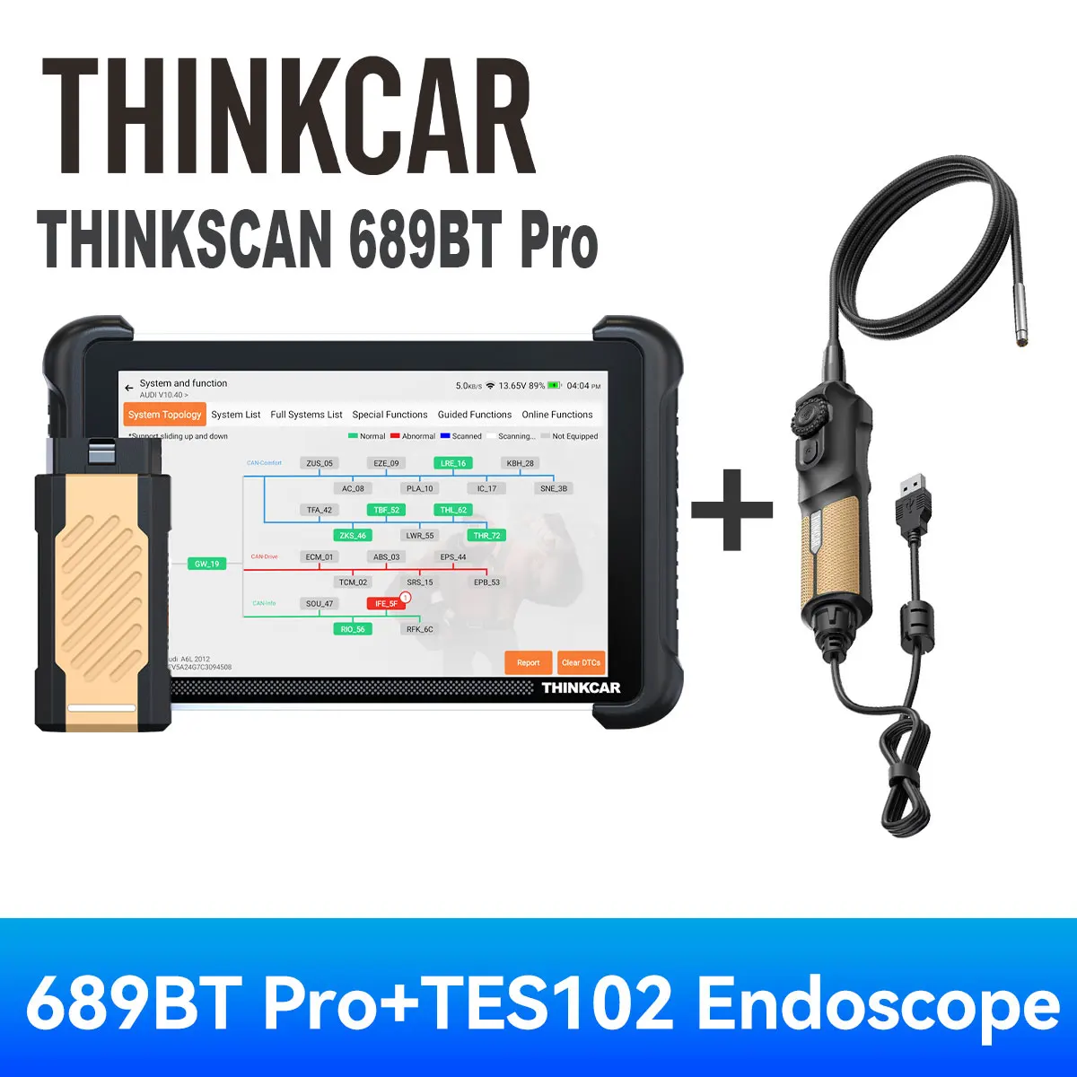 THINKCAR THINKSCAN 689BT PRO AI OBD2 сканер с функцией построения топологии, диагностикой всех систем, 35 функциями сброса, поддержкой J2534/CAN FD/DoIP, пожизненное бесплатное обновление. — фото товара