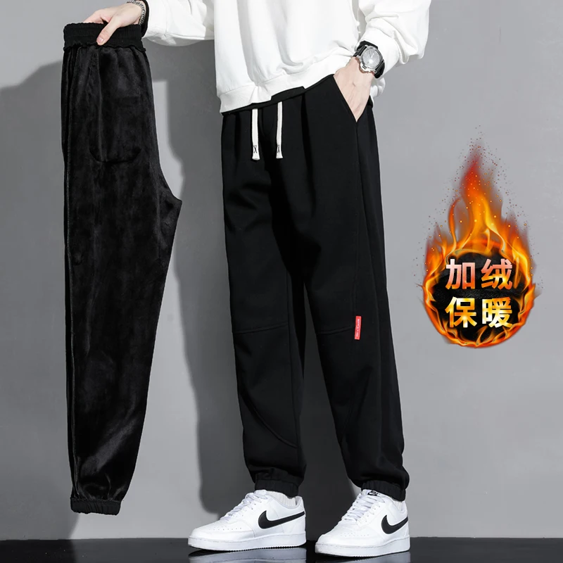 

Oversize Streetwear Men Solid Color Pants Autumn Winter Pure Cotton Thick Warm High Quality Trousers Joggers Fleecing Sweatpant