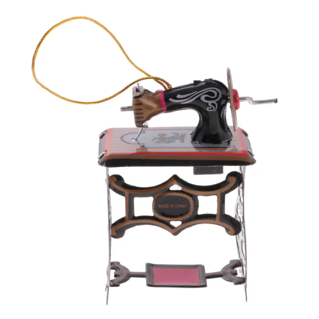

Retro Tin Toy Mini Sewing Machine Model Home Decor Vintage Sheet Metal Ornament for Kids and Adults