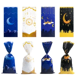 Eid mubarakギフトバッグ、プラスチック製のキャンディーパッケージ、クッキーバッグ、イスラム教徒の休日の装飾、ラマダンのカリーム用品、100個