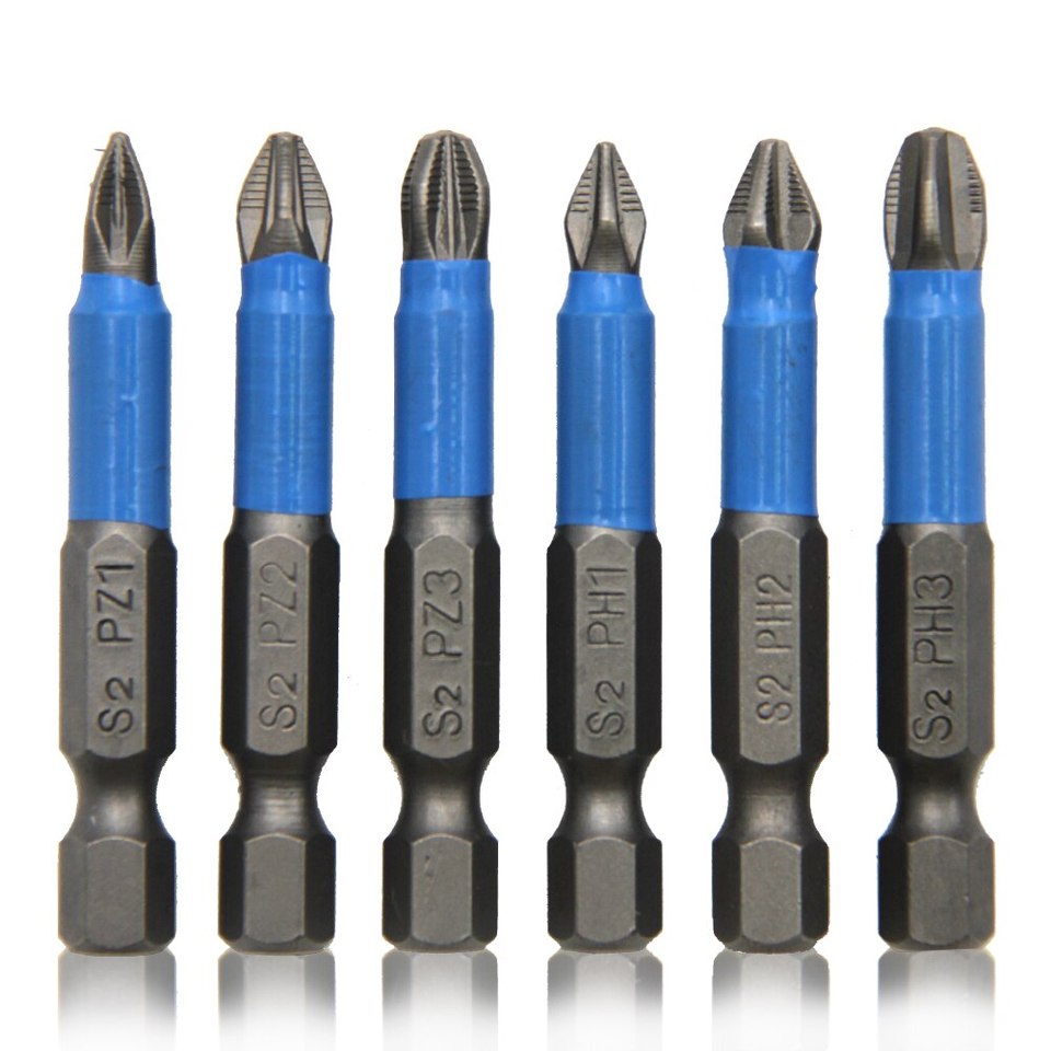  6pc Hexagonal Handle Anti Skid Electric Screwdriver Woodworking Cross Screwdriver Tool Set PH1 PH2 PH3 PZ1 PZ2 PZ3 