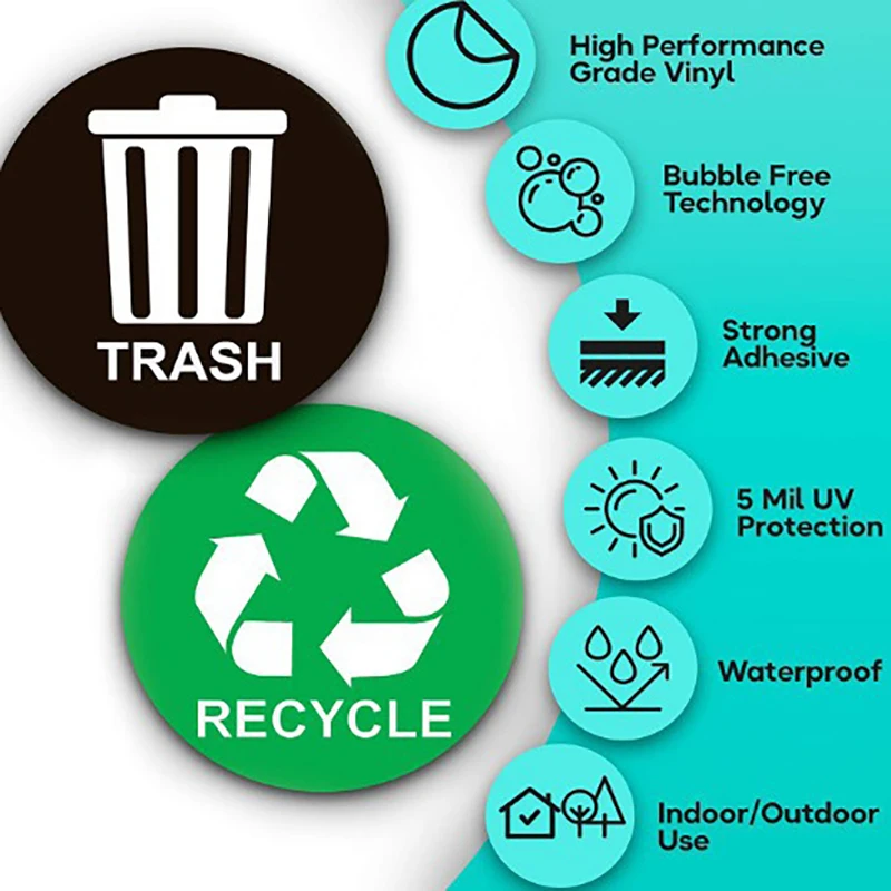 

【A-Beautiful】3pcs Trash Bin Stickers Waterproof Recycle Bin Vinyl Decals Separate Trash Dustbin Car Trash Bin Garbage Cans