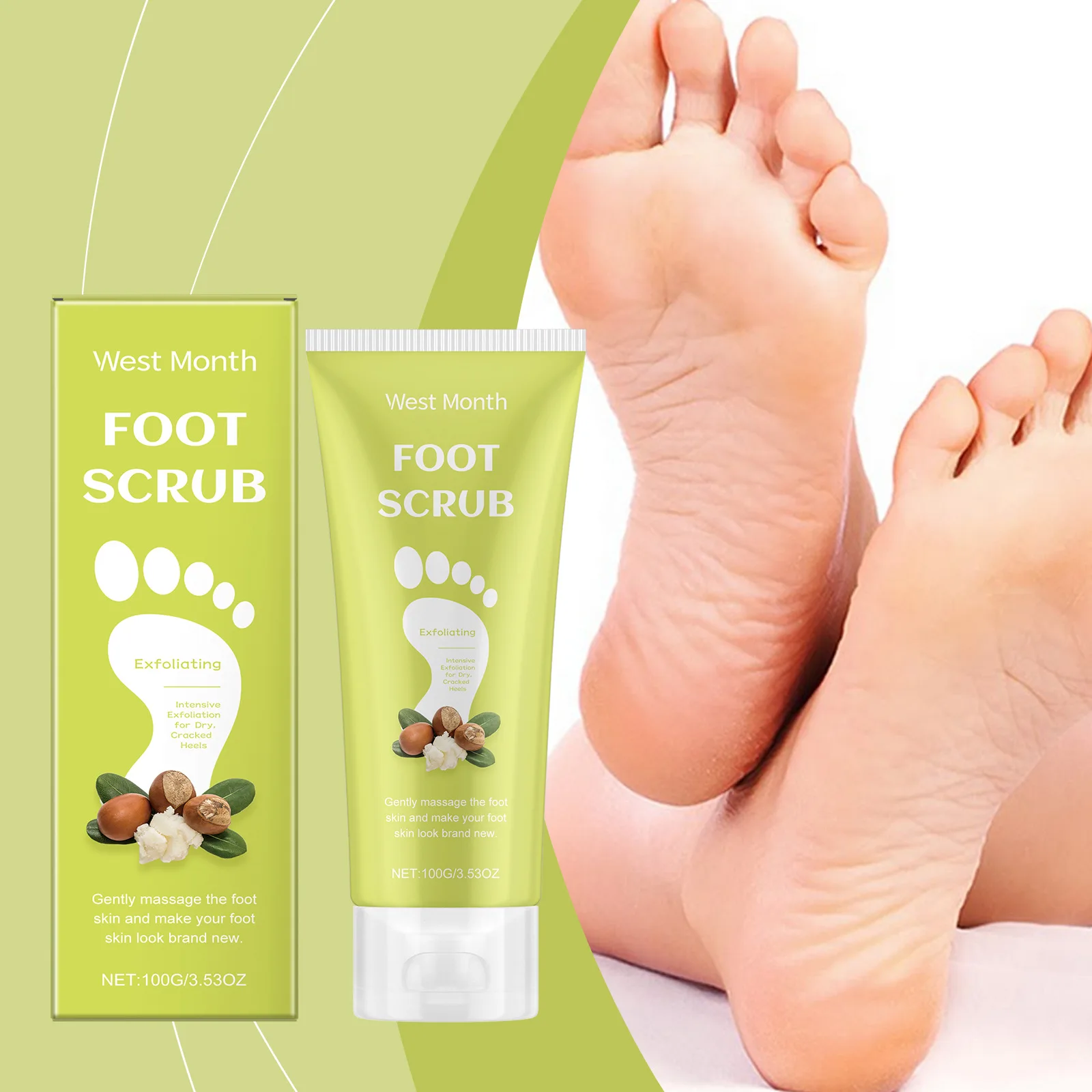 Foot Scrub, Gently Cleansing Foot Skin Exfoliating Dead Skin Moisturizing Smooth Scrub Skin Restores Softness and Smoothness