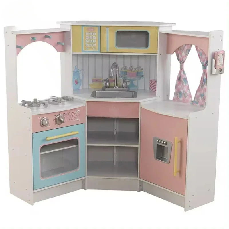 

new wooden children Kitchen Toys kitchen play set cooking stove for boy and girl home wood kitchen kids toy