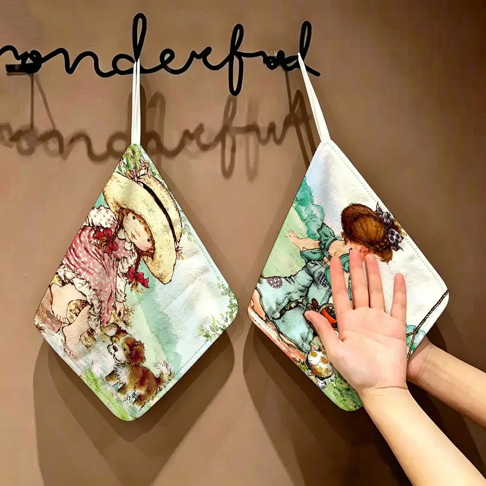 Artist S-Sarah K-Kay Polyester Cotton Hand Wiping Towel, Hanging Design, Durable for Household Restaurant Toilet Use