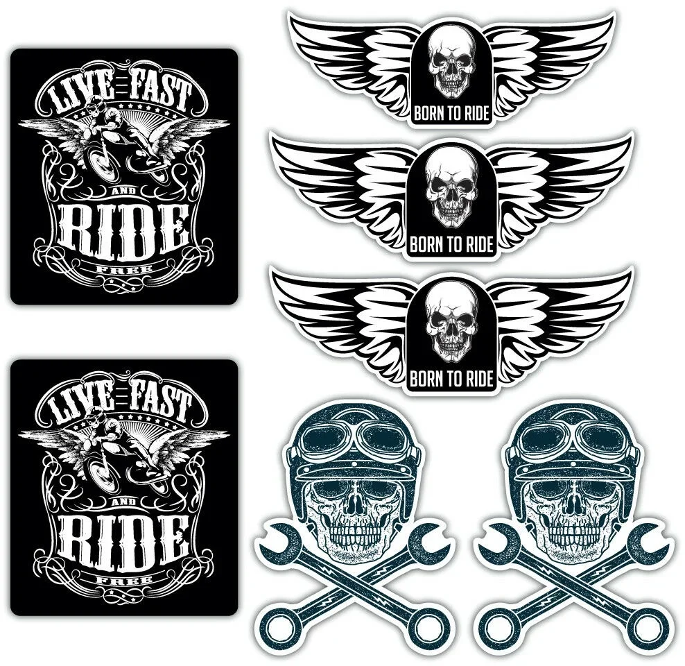 For 1Set Biker Laminated Sticker set Motorbike Motorcycle Helmet Cafe Racer Bobber Rocker