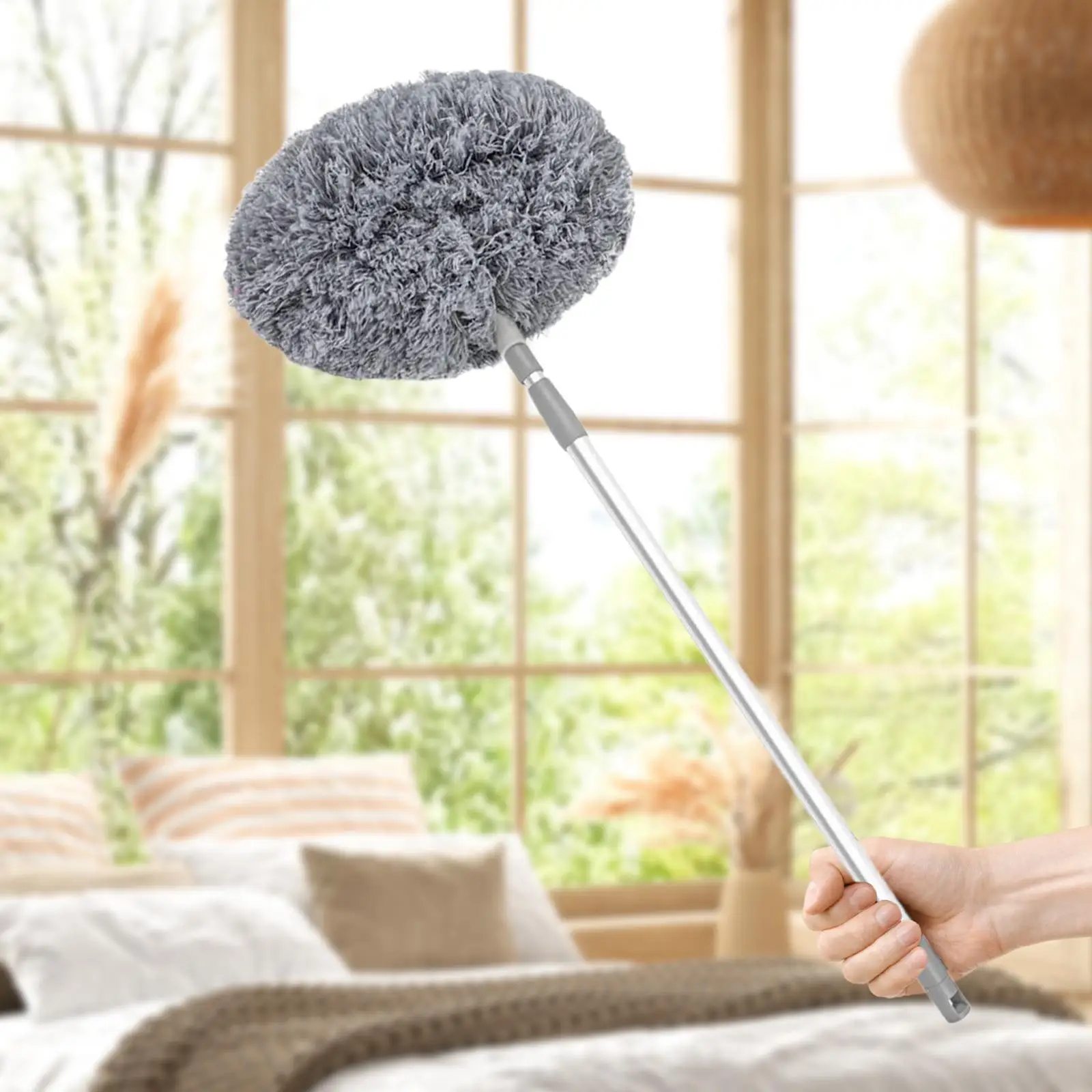 Telescopic Duster Cleaning Tool Lightweight Retractable Pole Extendable Duster for Car Ceiling Fan Furniture Bookshelf (Gray)