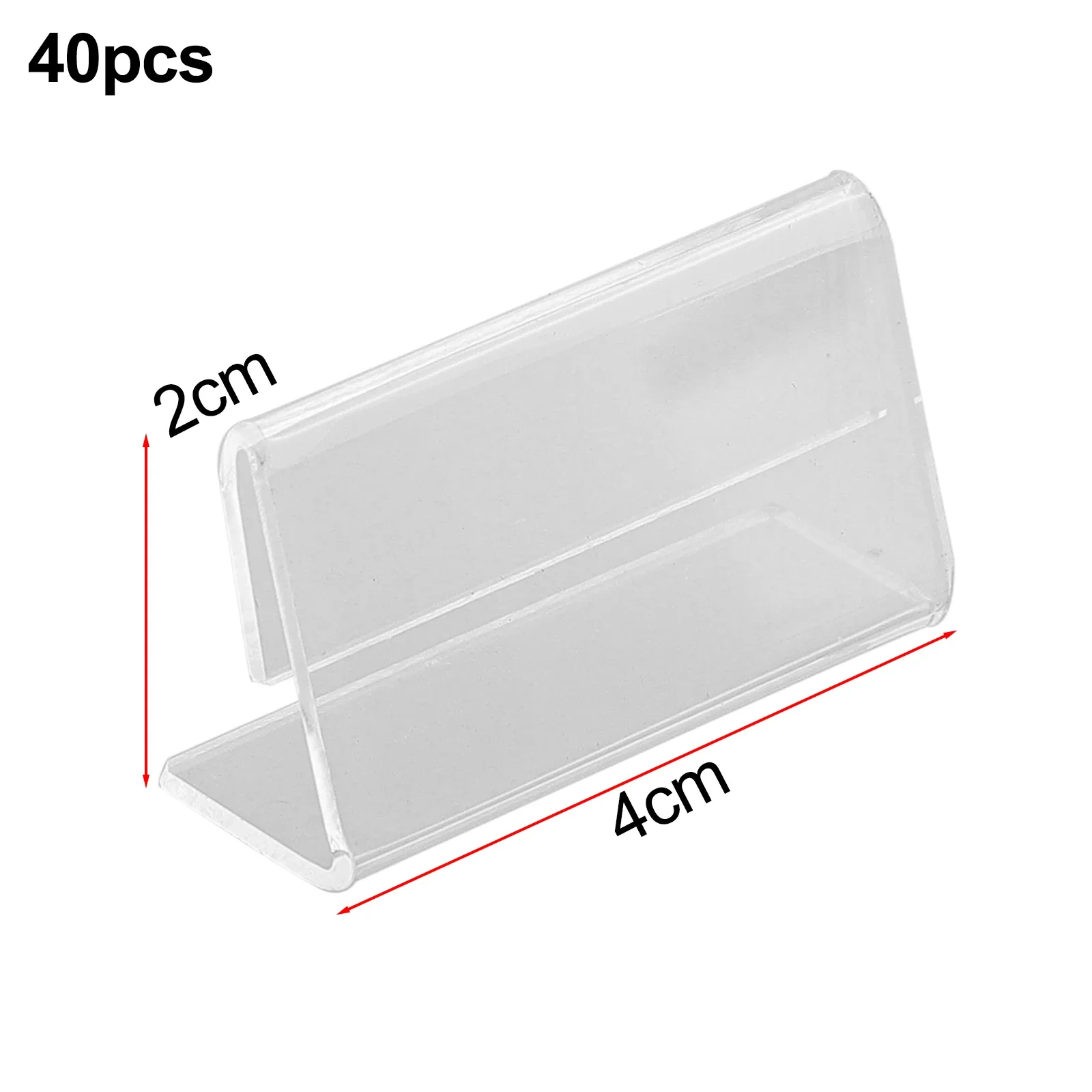 Tag Stand 40 Pcs Clear Acrylic Tabletop Card Holder Display Stand – L Shape Slanted Design – for Price Tags and Signage