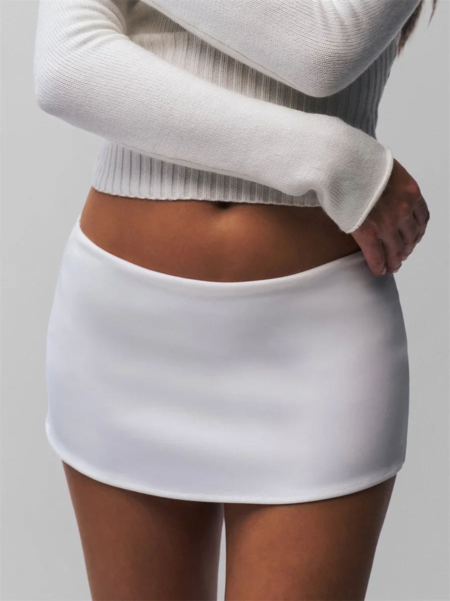 

Y2K Low Waist Slim Mini Micro Skirts A-line Solid Color Casual Elastic Skirt Women Fashionable Bodycon Skirts Streetwear