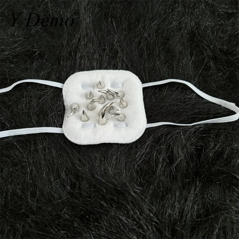

Y Demo Punk Spikes Eyepatch Women Straps White Rivets Cosplay Rock Accessory