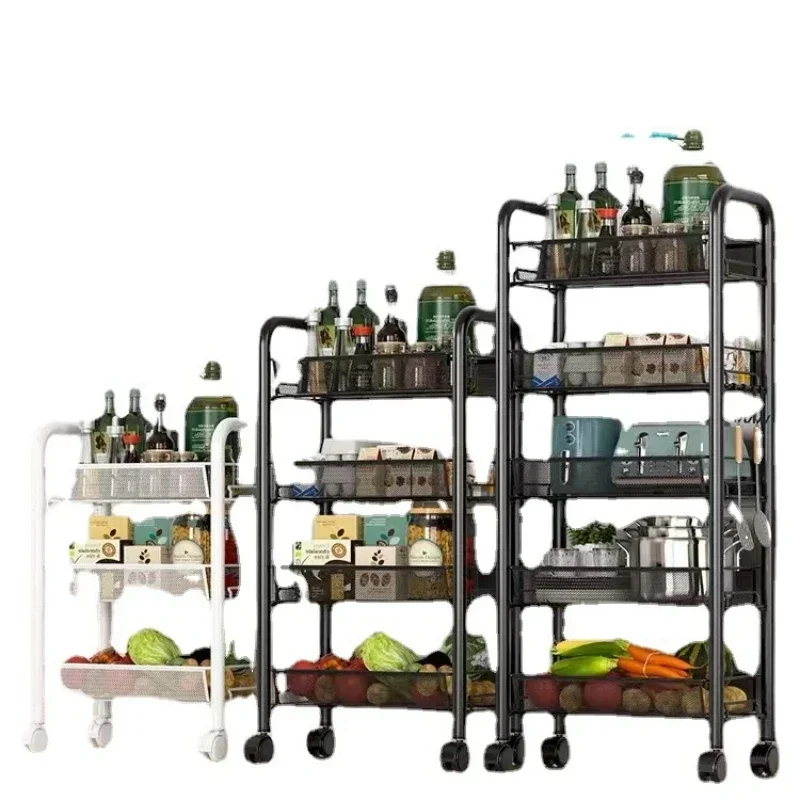 Kitchen Storage Rack Article Storage Shelf Floor Multi Layer Products Complete Collection Trolley Household Storage