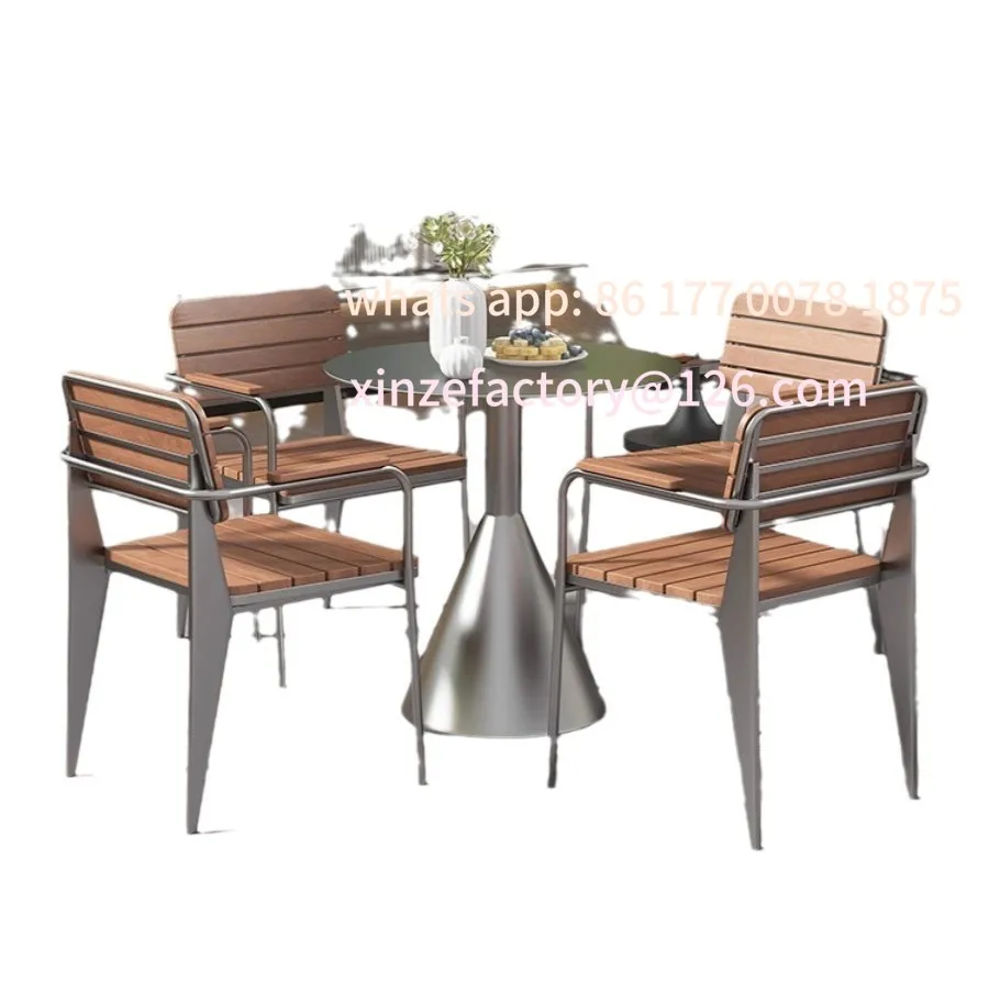 حديقة فناء خارجية قابلة للتخصيص من الحديد المطاوع وطاولة مستديرة صغيرة وشرفة في الهواء الطلق #1