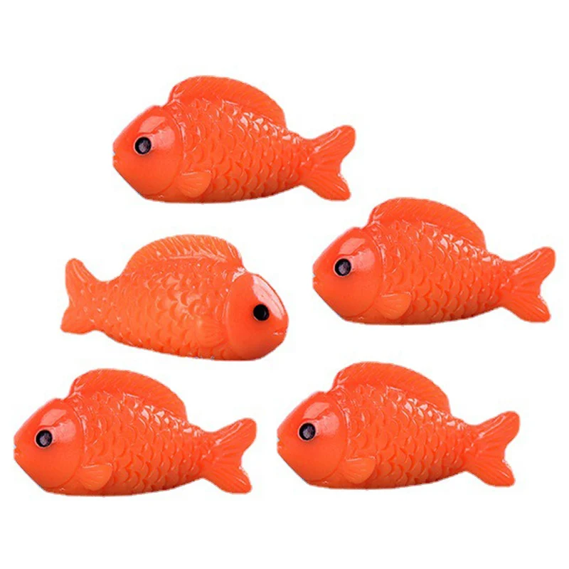 5PCS DIY Decorative Goldfish Lotus Figurines Red Fish Miniature Simulation Animals Model Aquarium Decor House Decorations