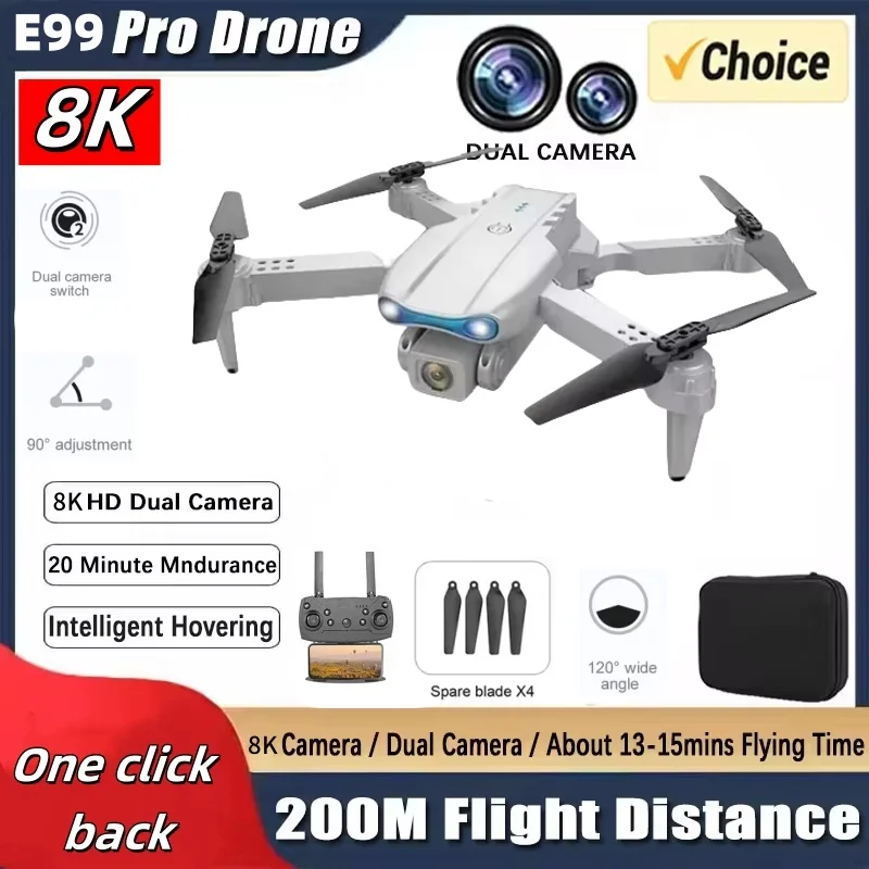 New E99 RC Drone 8K Professinal With Wide Angle Dual HD Camera Foldable RC Helicopter 5G WIFI FPV One Key Return Dron Toys Gifts