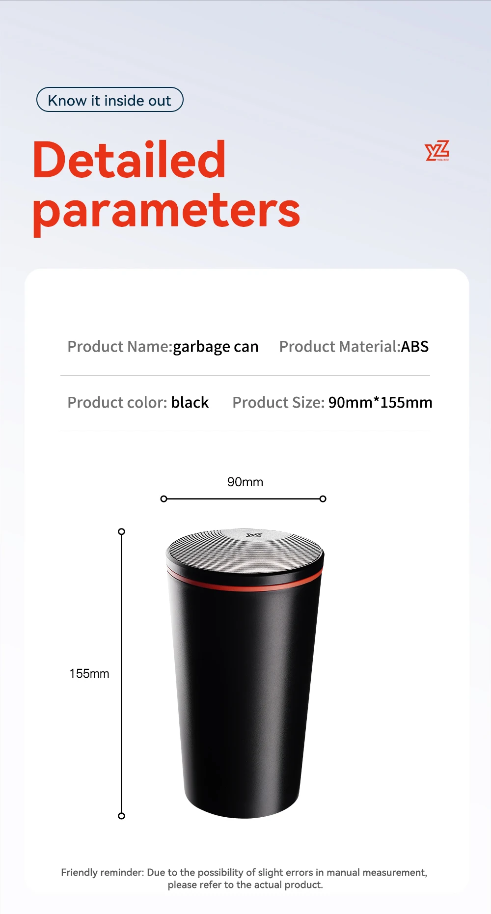 YZ Mini Auto-Mülleimer Abfalleimer Aufbewahrungseimer Tragbarer Innenraum-Abfallorganizer Behälter für Tesla Model 3 Y YL 2026 Neu – Detail 11