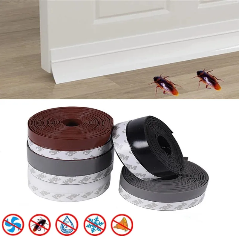 5M Door Bottom Seal Strip Weather Window Rubber Seal Weatherstrip Windproof Dust Self Adhesive Door Windshield Sealing Tape