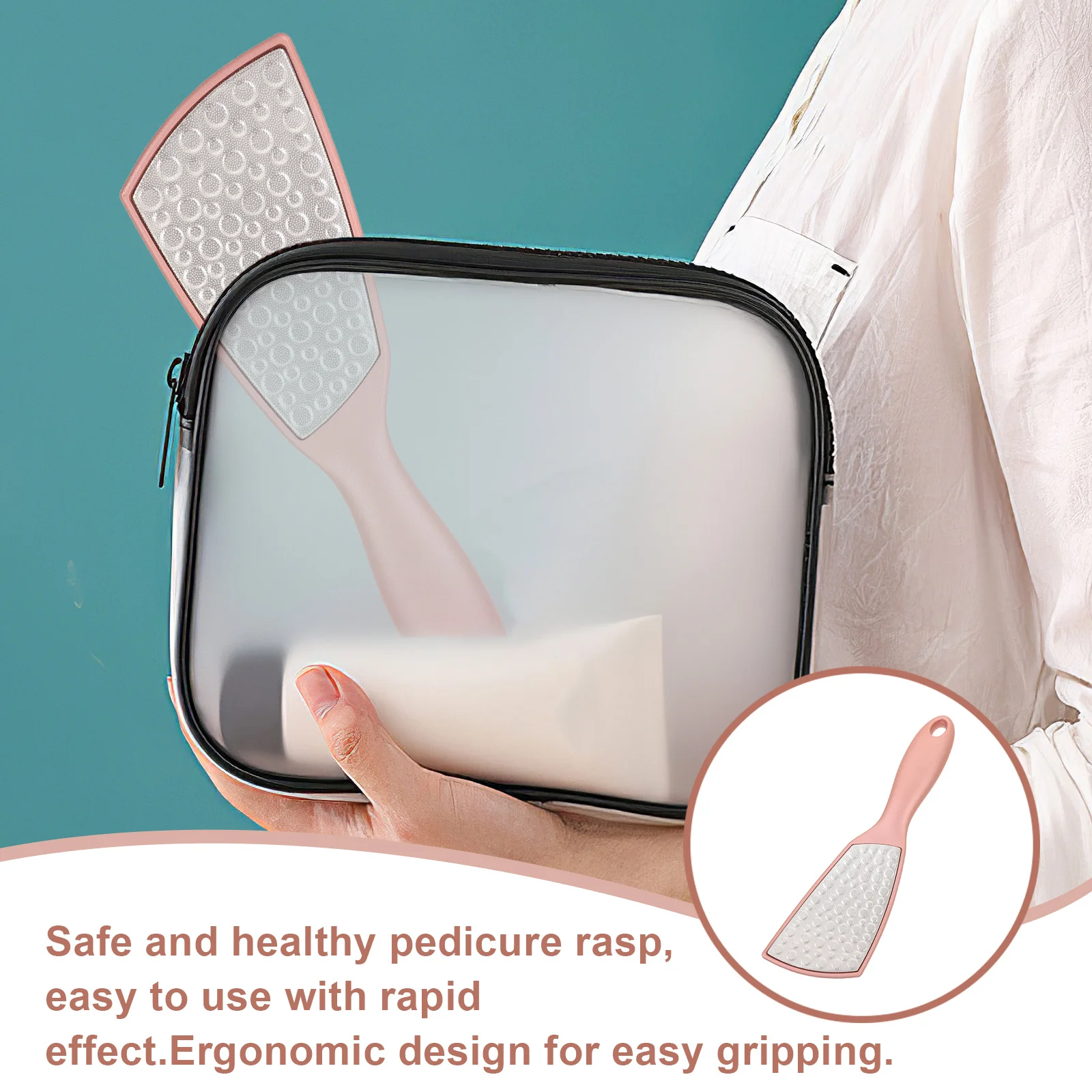 مطحنة قدم مزدوجة الجوانب من الفولاذ المقاوم للصدأ باللون الذهبي الوردي ومزيل مسامير القدم بتصميم مريح أداة باديكير للبشرة المتشققة #1
