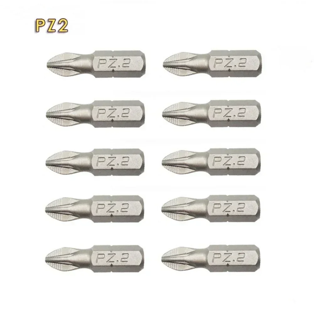 10pcs Electric Hex Shank Screwdriver Bits PH1 PZ1 PH2 PZ2 PH3 PZ3 Magnetic Anti-Slip 25mm For 1/4" Electric Hand Screwdriver