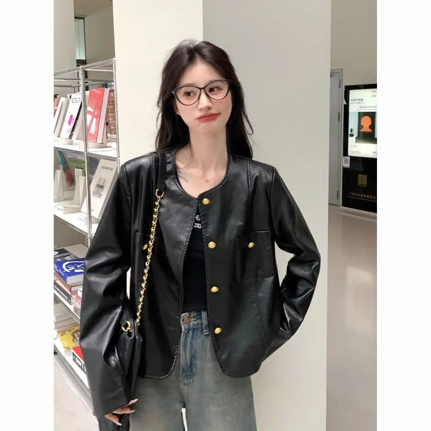 

Women'S Zipper Jackets Youthful Woman Clothes Pink Sweet Ladies Cool Fashion Long Sleeve Outerwear Fall Winter Pure Simple Short