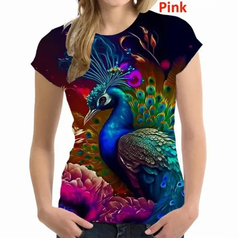 Fashion Personalized Women Clothing New Peacock 3D Print T-shirt Casual Oversized T Shirt Harajuku Street Unisex Tops Tees