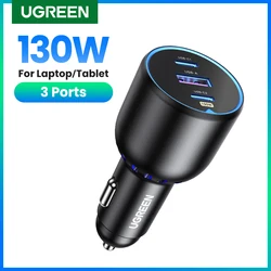 UGREEN 130W USB C Fast Car Charger For Xiaomi iPhone 15 Samsung Galaxy S24 Laptops PD3.0 Fast Charging USB Type C Car Charger