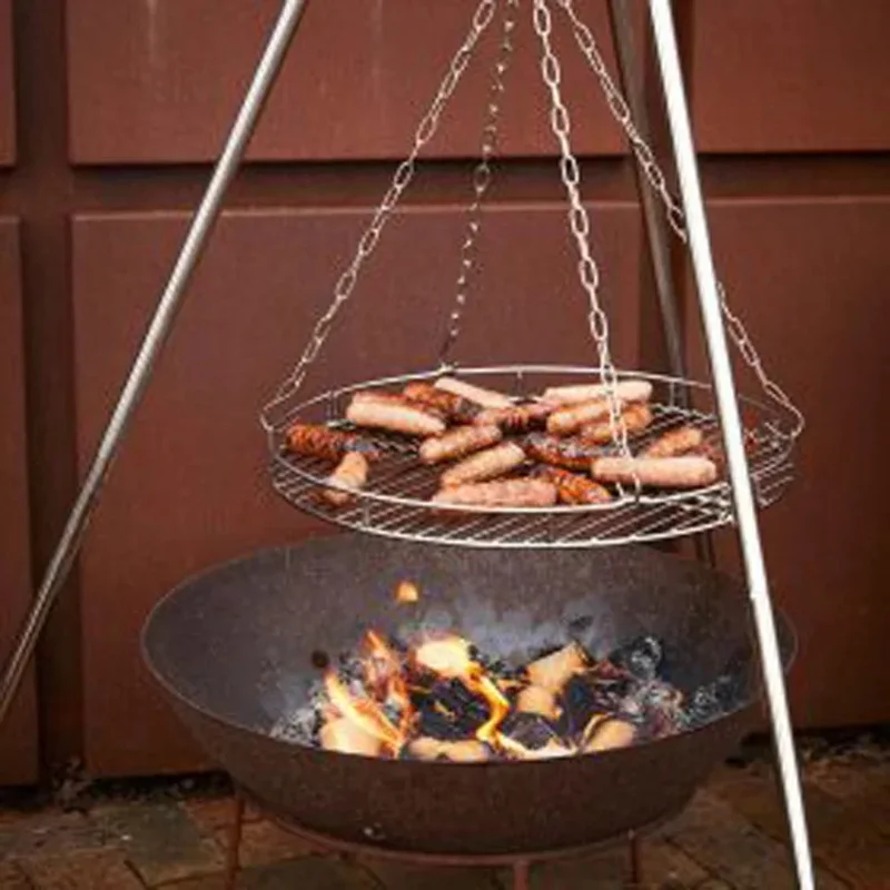 

Fire Pit Cooking Swing Grate Height Adjustable Garden Tripod Balcony Hanging Chain Bbq Grill
