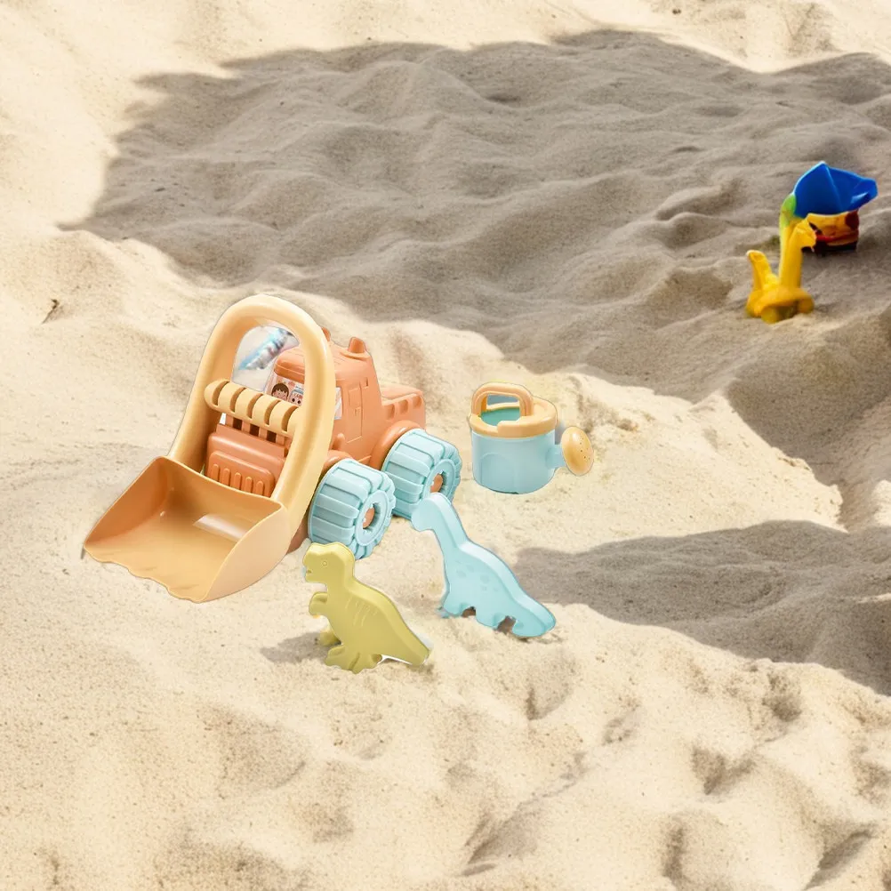 9Pcs Kids Beach Set Dinosaur Sand Molds Sand Digger Shovel Rake Watering Can Sandbox Outdoor Play Beach Toy for Kids
