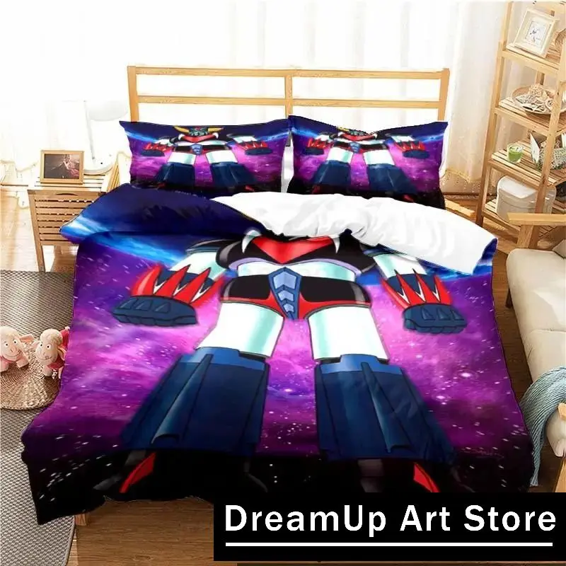 3D Print Goldorak Grendizer UFO Robot Bedding Set Boys Girls Twin Queen Size Duvet Cover Pillowcase Bed Kids Adult Fashion