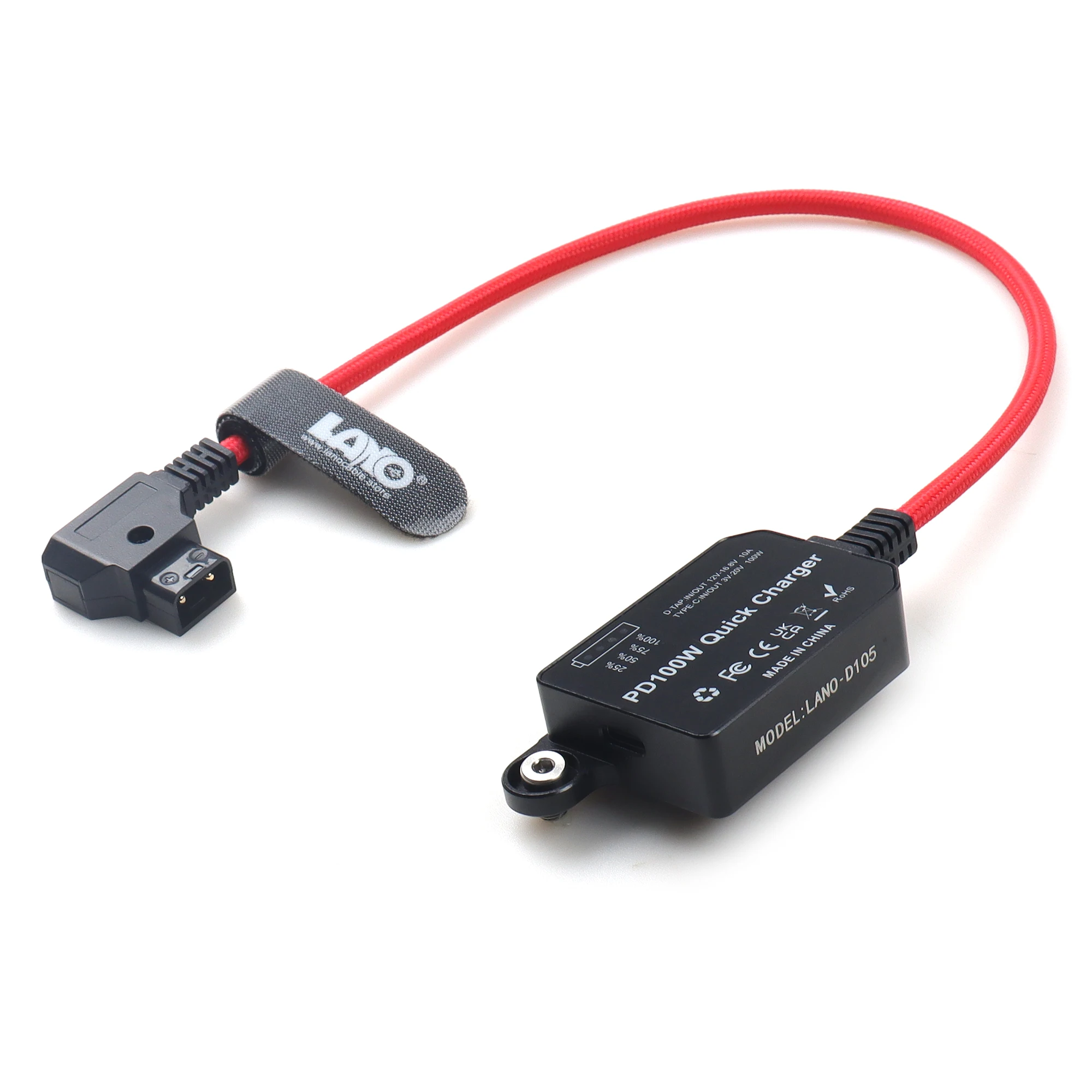 Red 41cm/16.14inch D-Tap male to USB-C Power Adapter, PD 100W bidirectional communication Power Cable for Sony FX3 A7CII A7CR