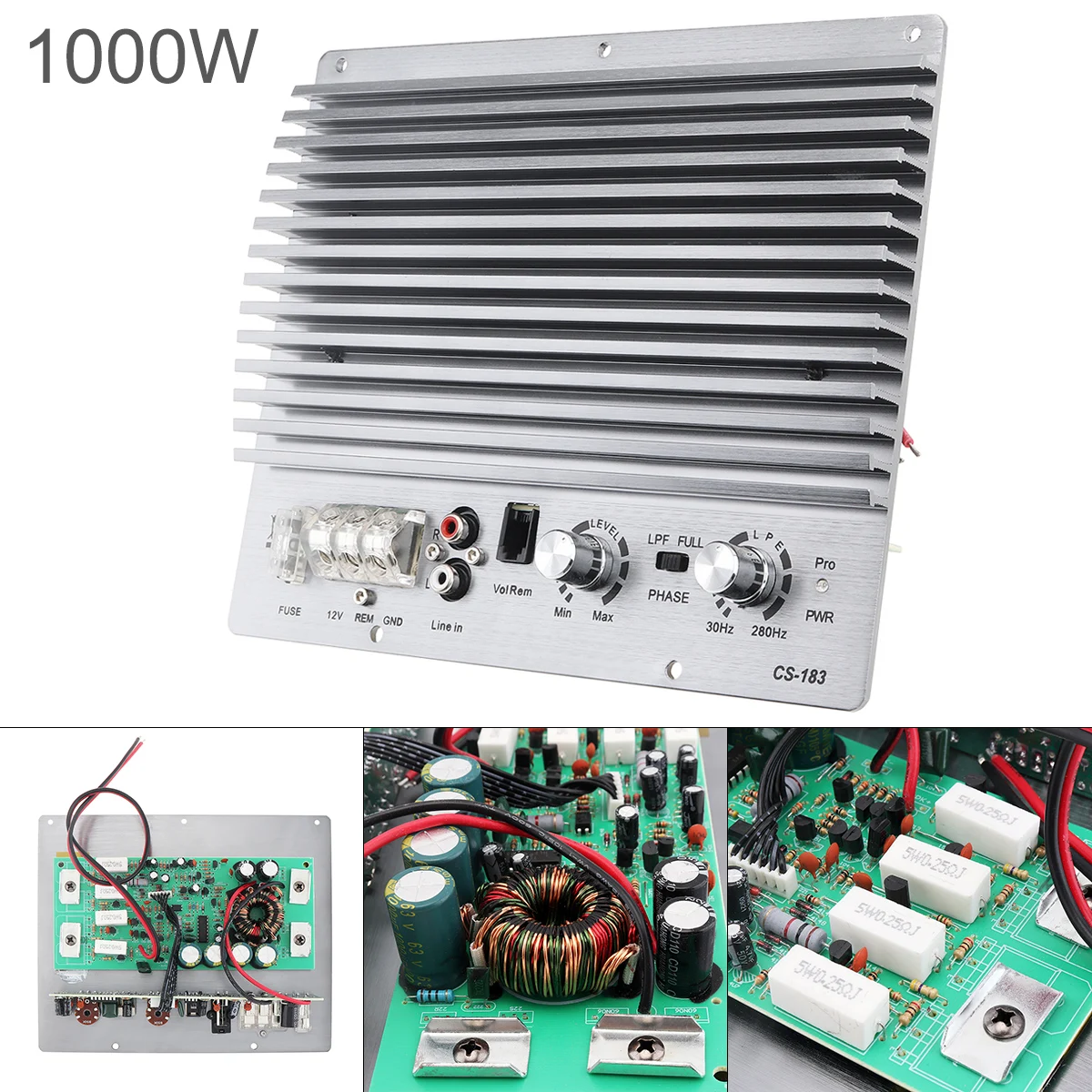 1000W klasy AB cyfrowy 2 kanał srebrny stop aluminium o dużej mocy wzmacniacz Audio wzmacniacz subwoofera