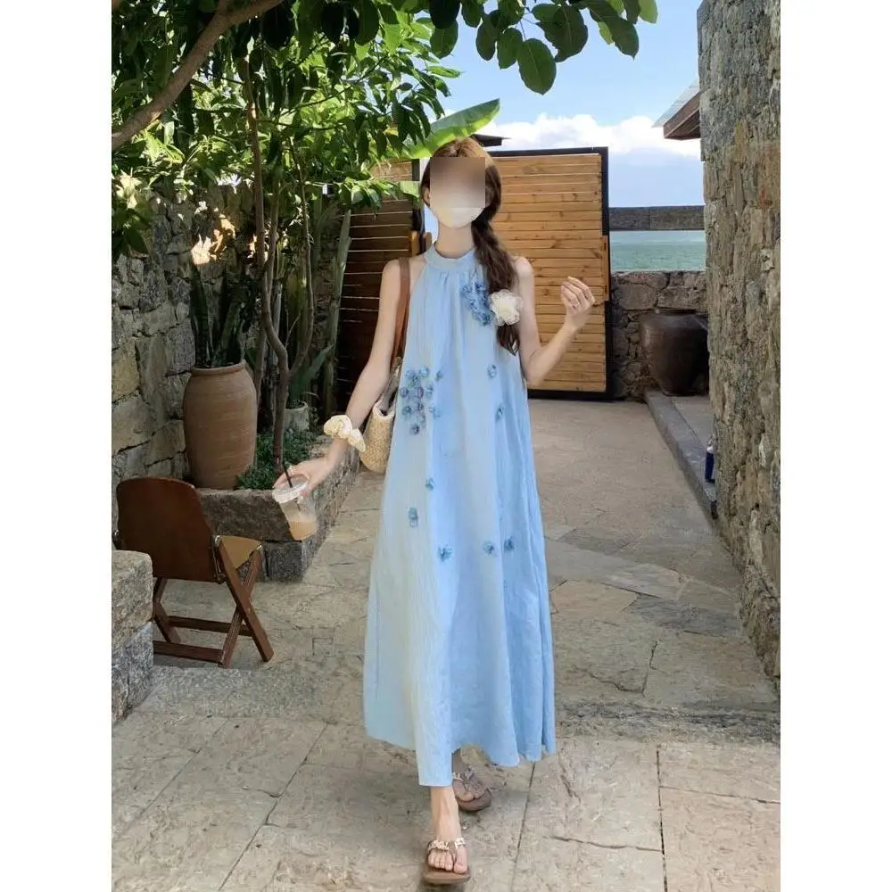 الأزرق المحملة الأبعاد زهرة معلقة Ne Dr المرأة الصيف لطيف الحلو الحب الأول دكتور أناقة فائقة الجنية Svel H...