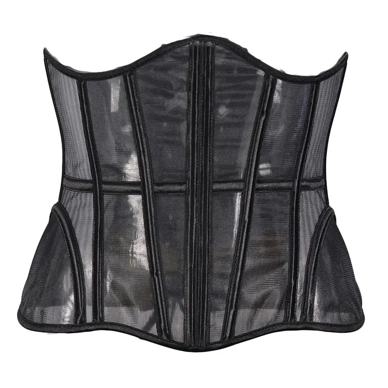 Mesh Breathable Corset Women Sexy Bustier Waist Cincher Slimming Body Shaper Plus Size Underbust Corselet Black Clubwear