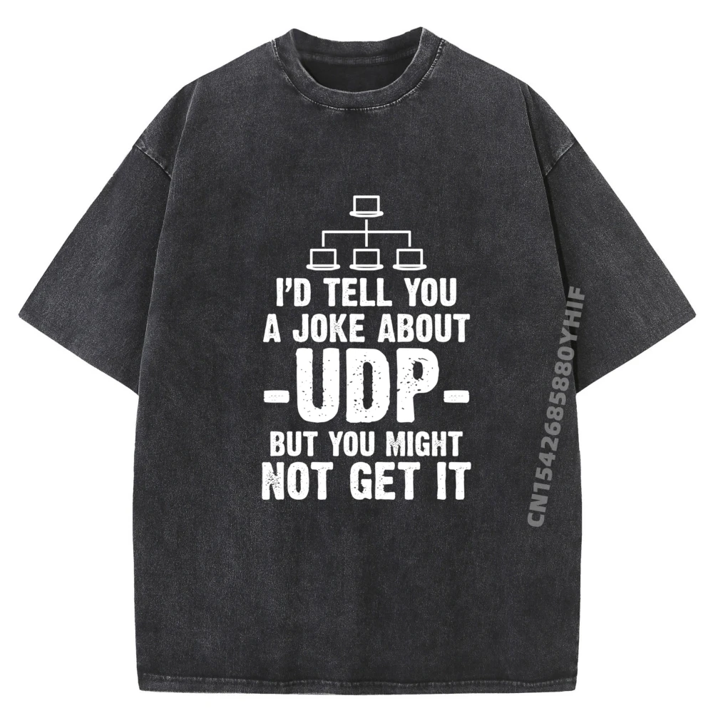 

Udp It Computer Network Administrator Summer Comfortable Graphic Tees Letter Printed Tee-Shirts Retro Washed T Shirt
