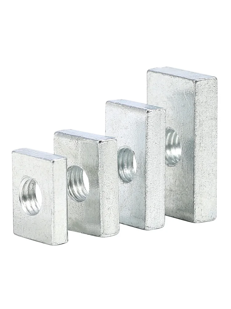 M8 Square Nut Rectangular Nuts Thin Slider Block Nuts Zinc-Plated Carbon Steel Aluminum Profile Accessory