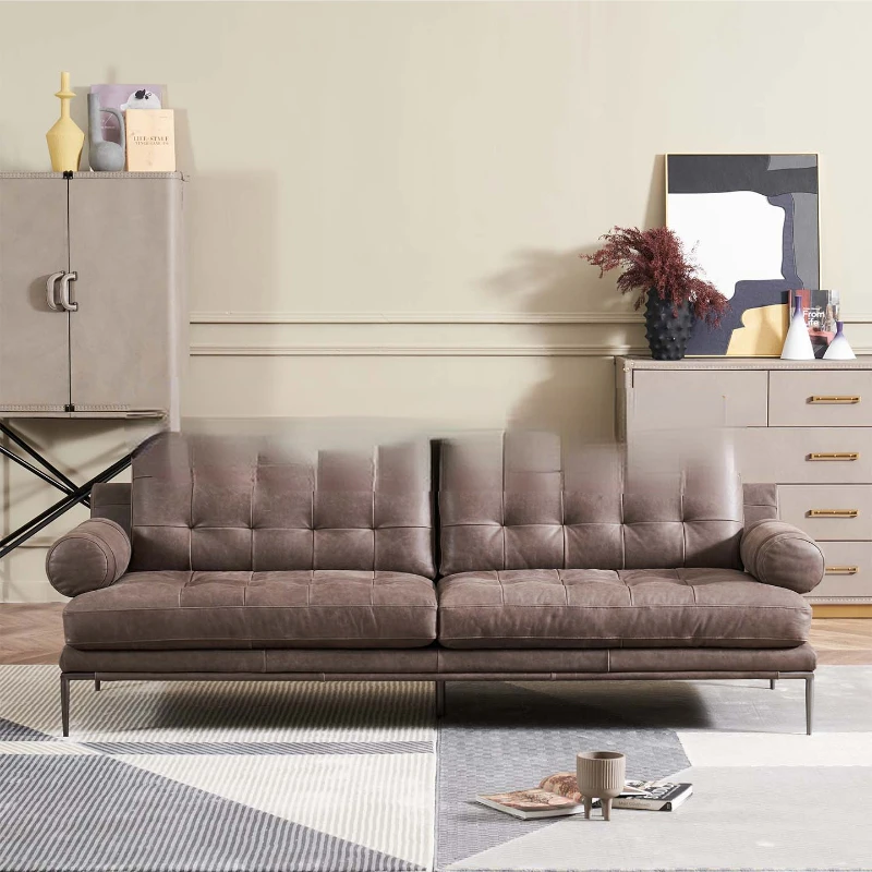 /Leather sofa/2.2m/Light luxury minimalist living room leather/