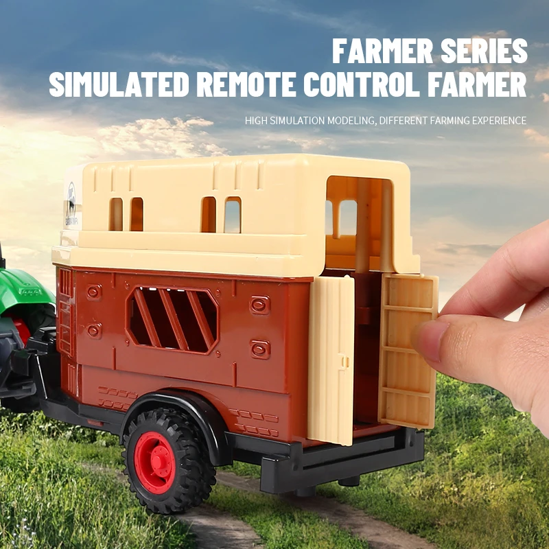 

Rc Farm Trucks Set 1/24 Remote Control Tractor Toys for Children Agriculture Transporter Engineering Farming Scene Gift