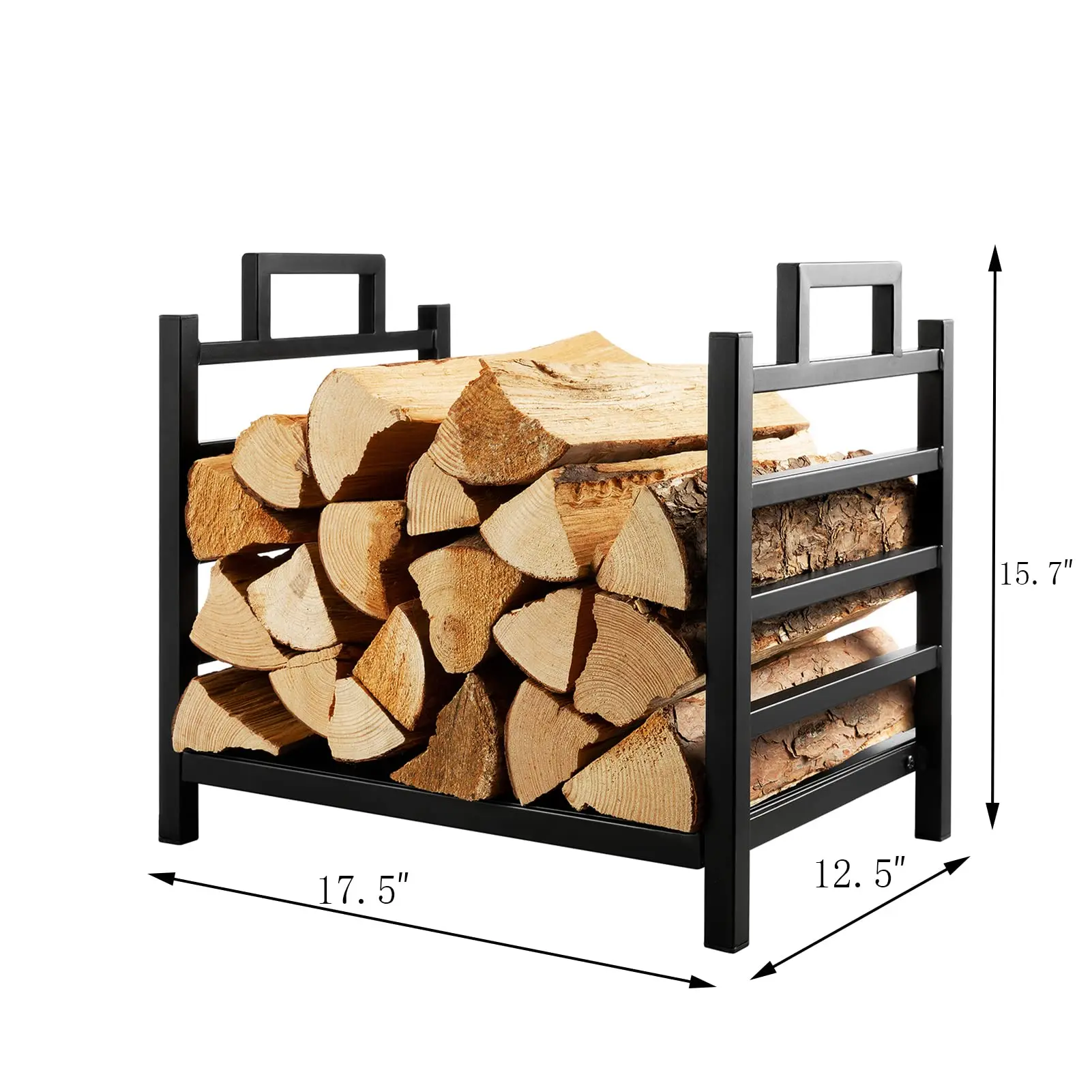 Indoor Metal Fireplace Log Rack Portable Firewood Holder with Canvas Wood Carrier for Outdoor Log Storage