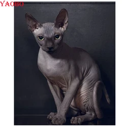 DIY 3D diamentowe hafty sphynx koty diamentowe zestawy mozaik obraz zwierzęcia haft diamentowy zdjęcia dżetów dekoracji wnętrz