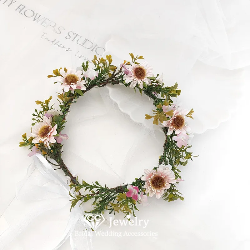 CC Flower Hairbands Women Accessories Wedding Headpiece Engagement Wreath Bridesmaids Headdress Flower Shape Chic Corolla 4844