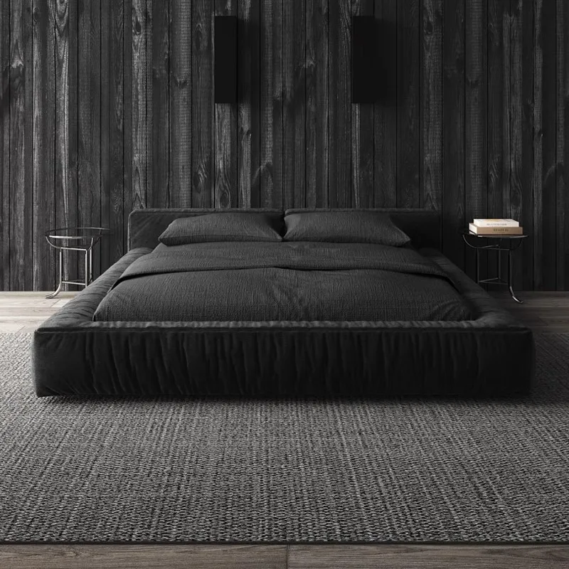 

Minimalist Aesthetics Bed Black Tatami Organizer Fashionable High End Bed Design Super King Size Quality Cama Casal Furniture