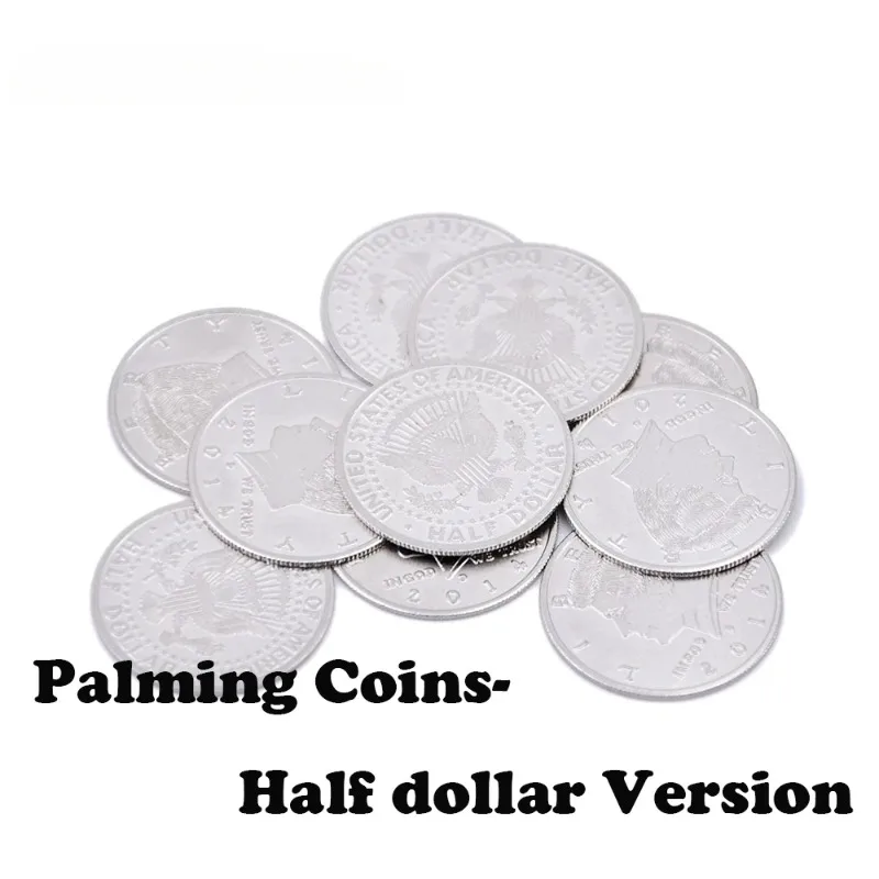 

10 шт. супертонкие монеты Palming Magic Tricks (версия в полудолле) Появляющаяся/вибронирующая монета Magia Аксессуар Опора для трюков