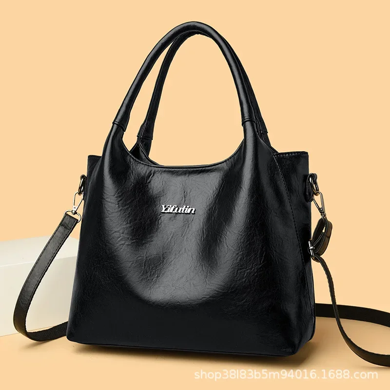 

Женская сумка из маслянистой кожи в стиле ретро, новинка 2025 года, сумка через плечо, подмышки, универсальная сумка-тоут большой вместимости, сумка