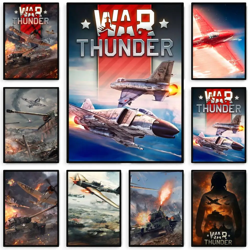 Game War Thunder Poster Waterproof Self-adhesive Stickers, Coffee Dorm Bedroom Wall Decals, Gift