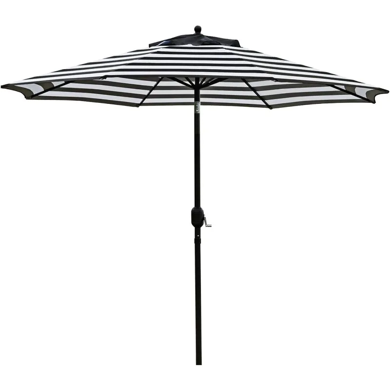 

9' Patio Umbrella Outdoor Table Umbrella with 8 Sturdy Ribs (Black and White)