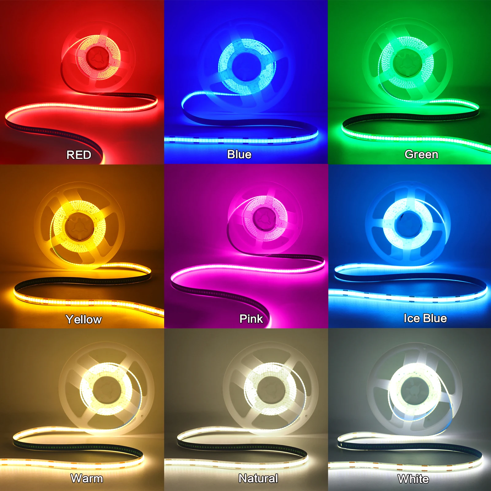 Motion Sensor 8MM COB LED Strip Light AAA Battery Powered 5V 320LEDs/M Auto ON/OFF Flex Cabinet Wardrobe Kitchen Liner Lighting
