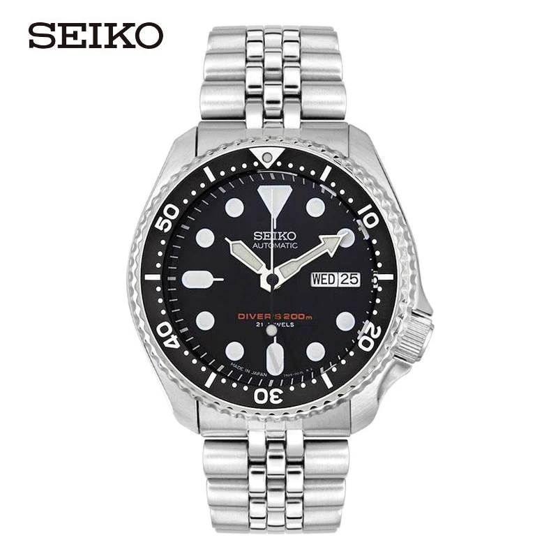 Seiko Men\'s Stainless Steel Waterproof Calendar Coke Ring Luminous Watch Luxury Business Automatic Mechanical Watches SKX009K2