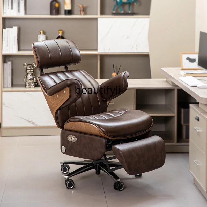 

Leather electric, massage computer, office chair comfortable sedentary nap boss, recliner