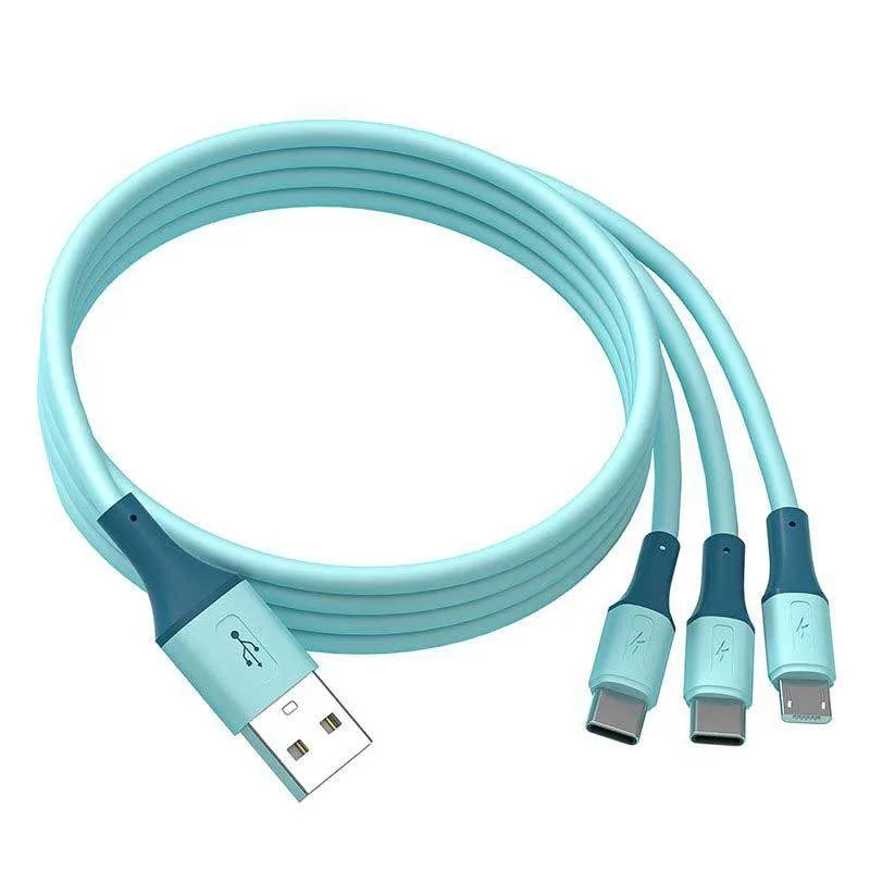 One to three data cable suitable for Android Apple TYPE-C mobile phone, three in one liquid charging cable