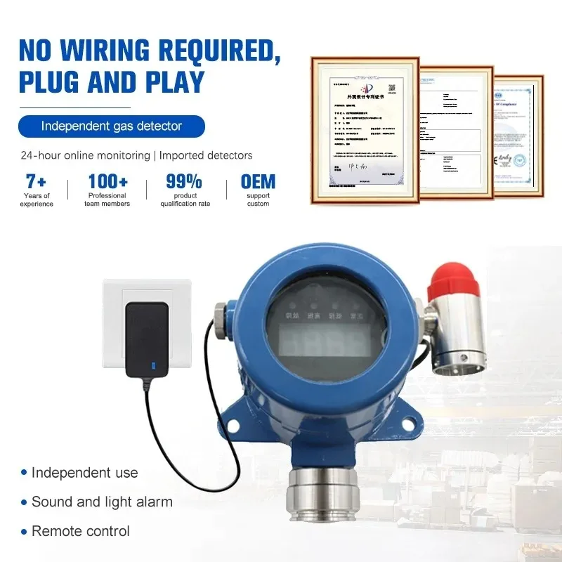 كاشف تركيز الغاز الصناعي الفردي NH3 إنذار ثابت على الإنترنت محلل تسرب الأمونيا PID الكهروكيميائية #5